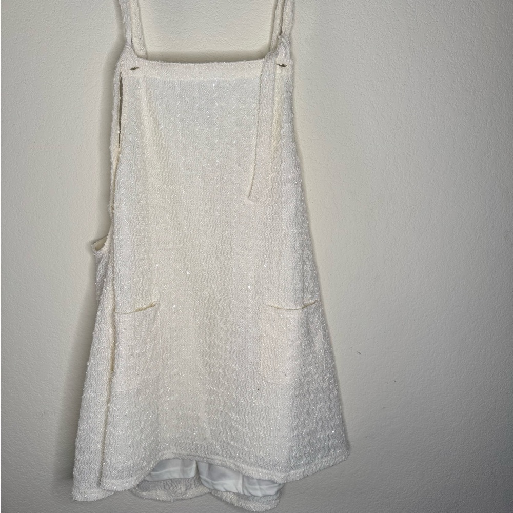 Arula White Tweed Overall Dress